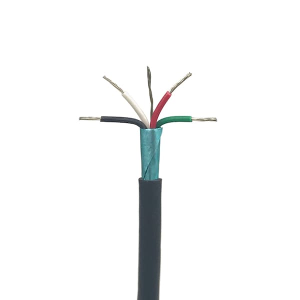 Guitar Pickup Cable: 4 Conductors (28 AWG) w/ Drain Wire & Shield, 0.126" OD, 100 ft Length